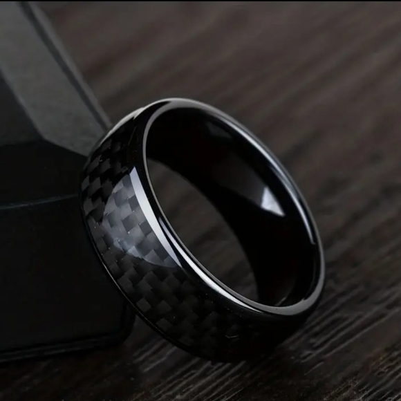 Mens Carbon Fiber Tungsten Ring Size 9 or 10 - Picture 3 of 4